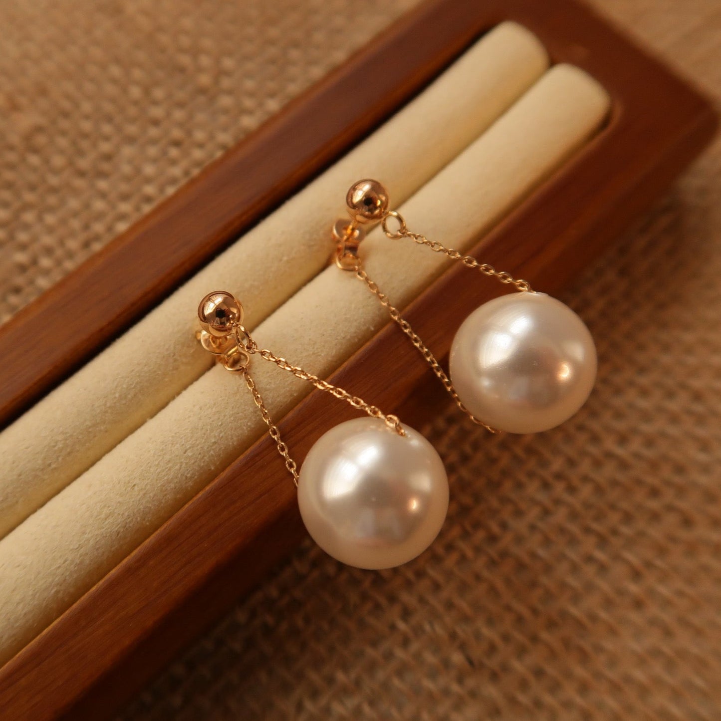 Golden Radiance Swarovski Pearl Ear Drops