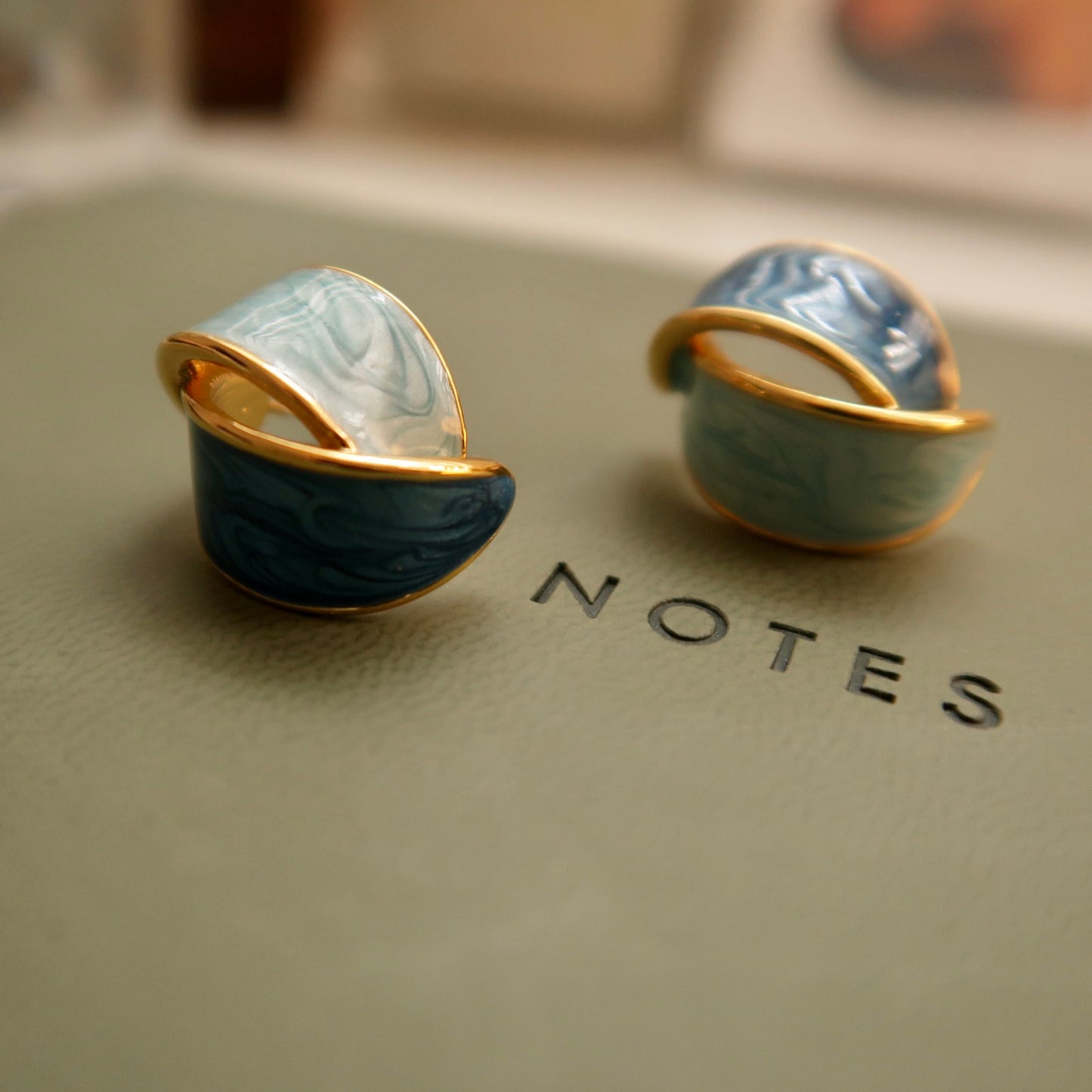 Van Gogh's Blue Melody Enamel Earrings