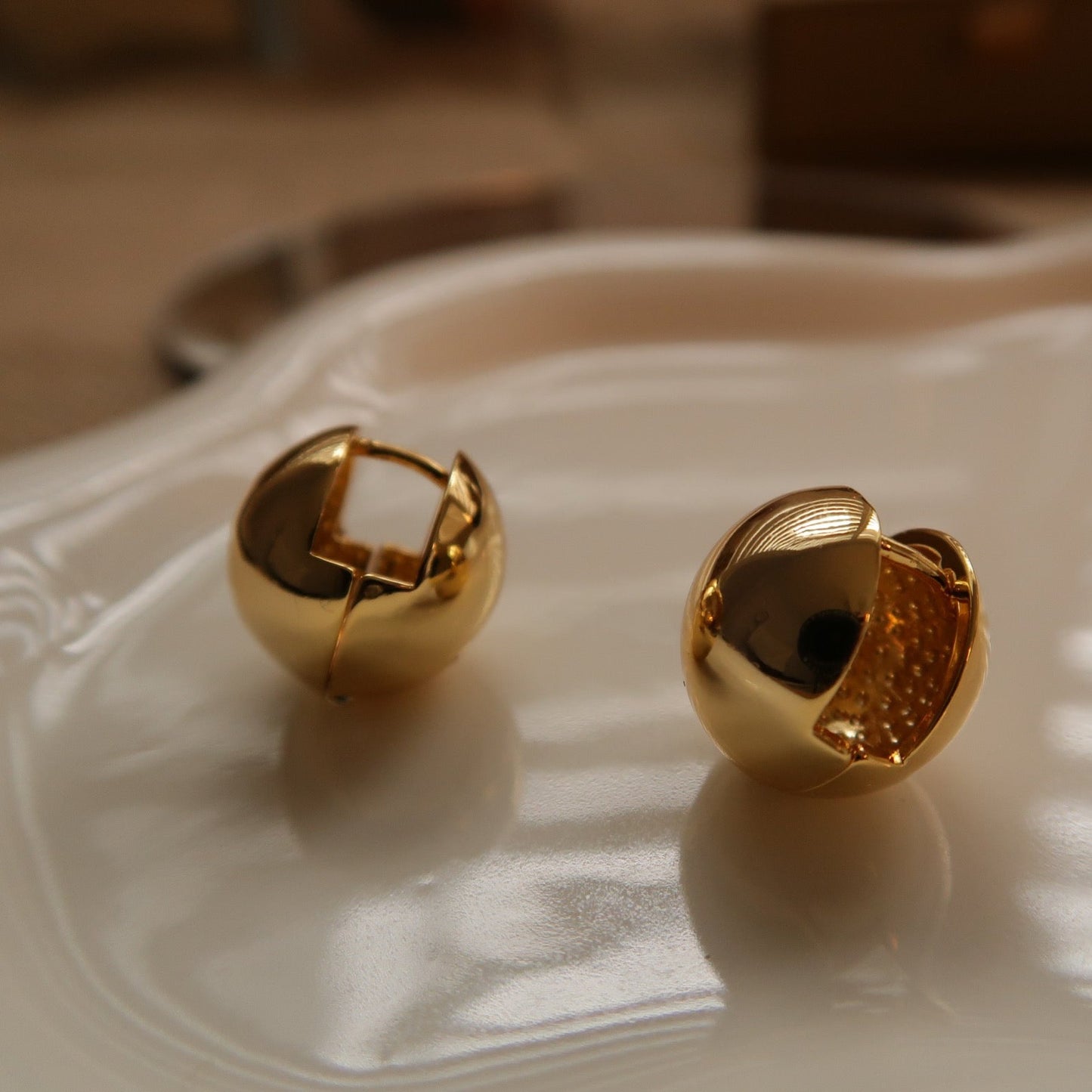 Spherical Golden Earrings