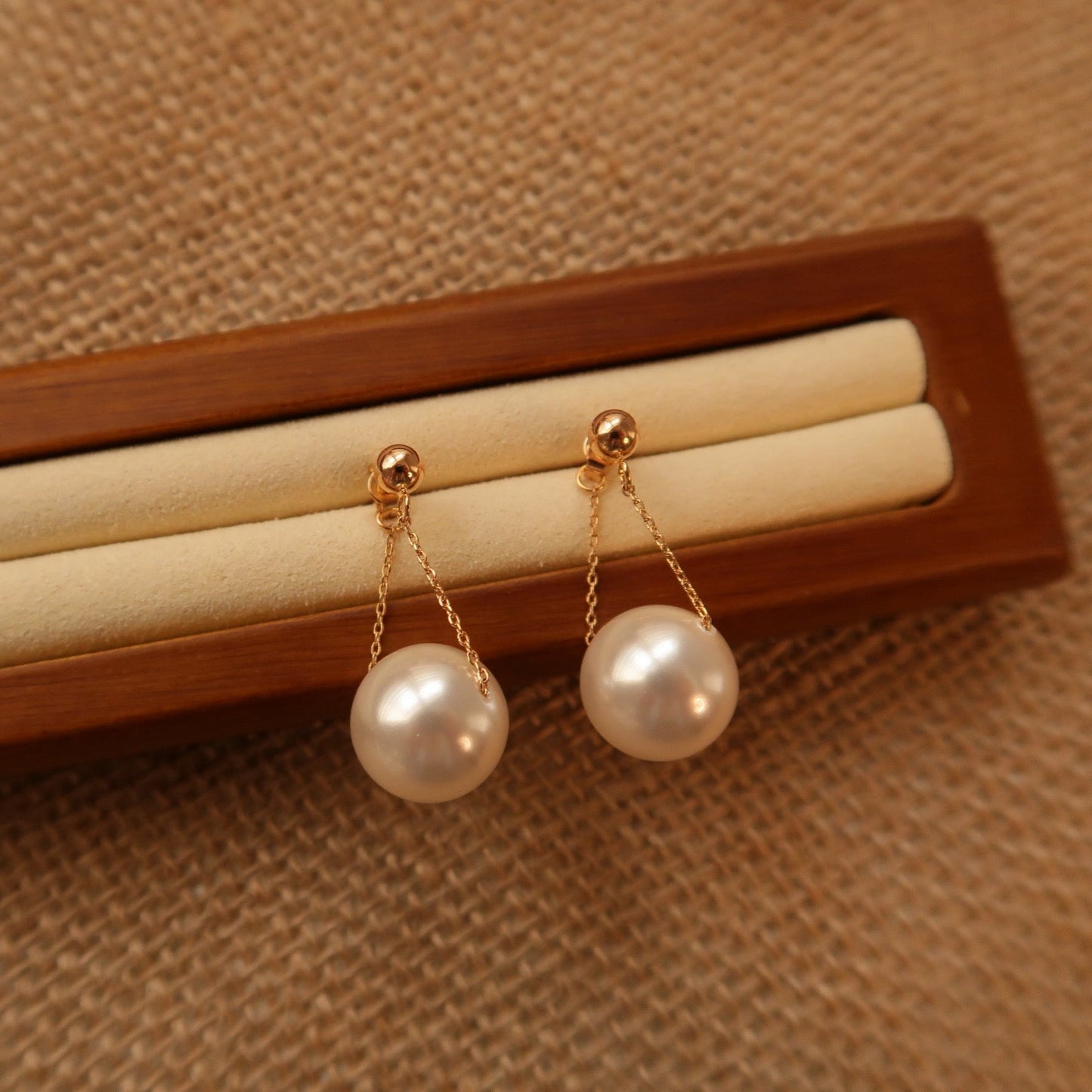 Golden Radiance Swarovski Pearl Ear Drops