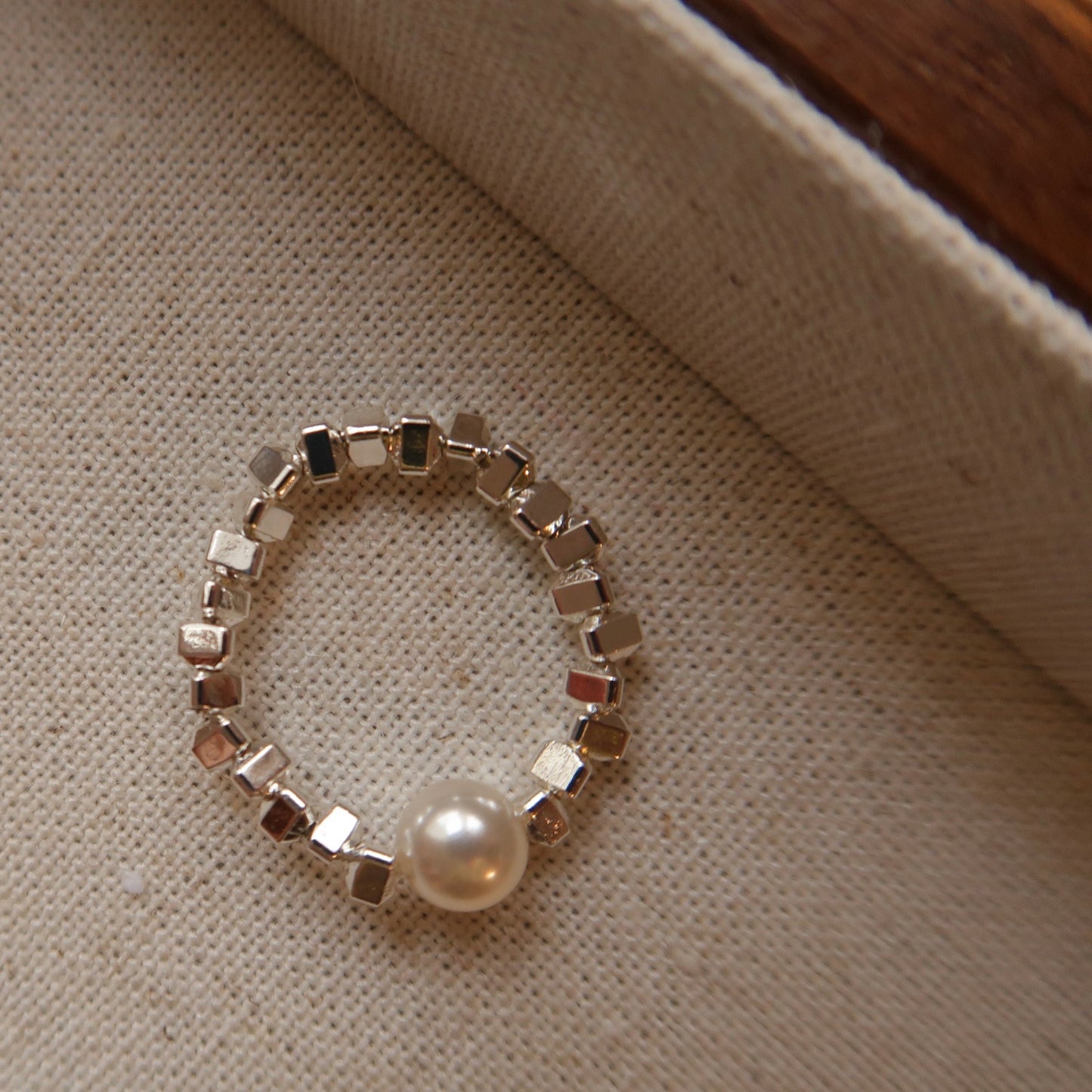 Broken Silver Pearl Ring