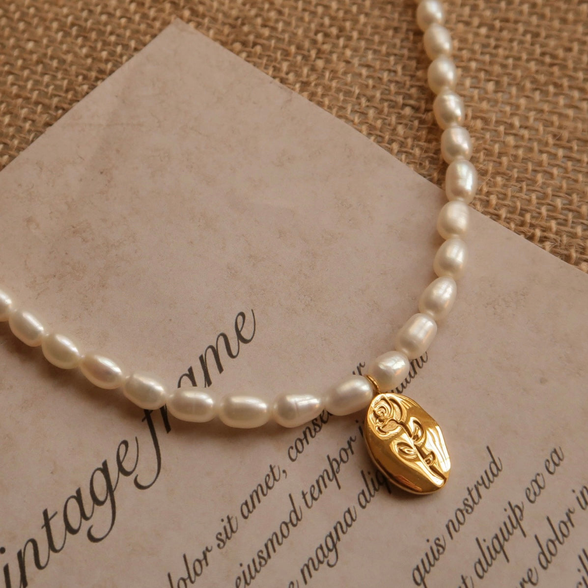 Golden Rose Bloom Natural Pearl Necklace