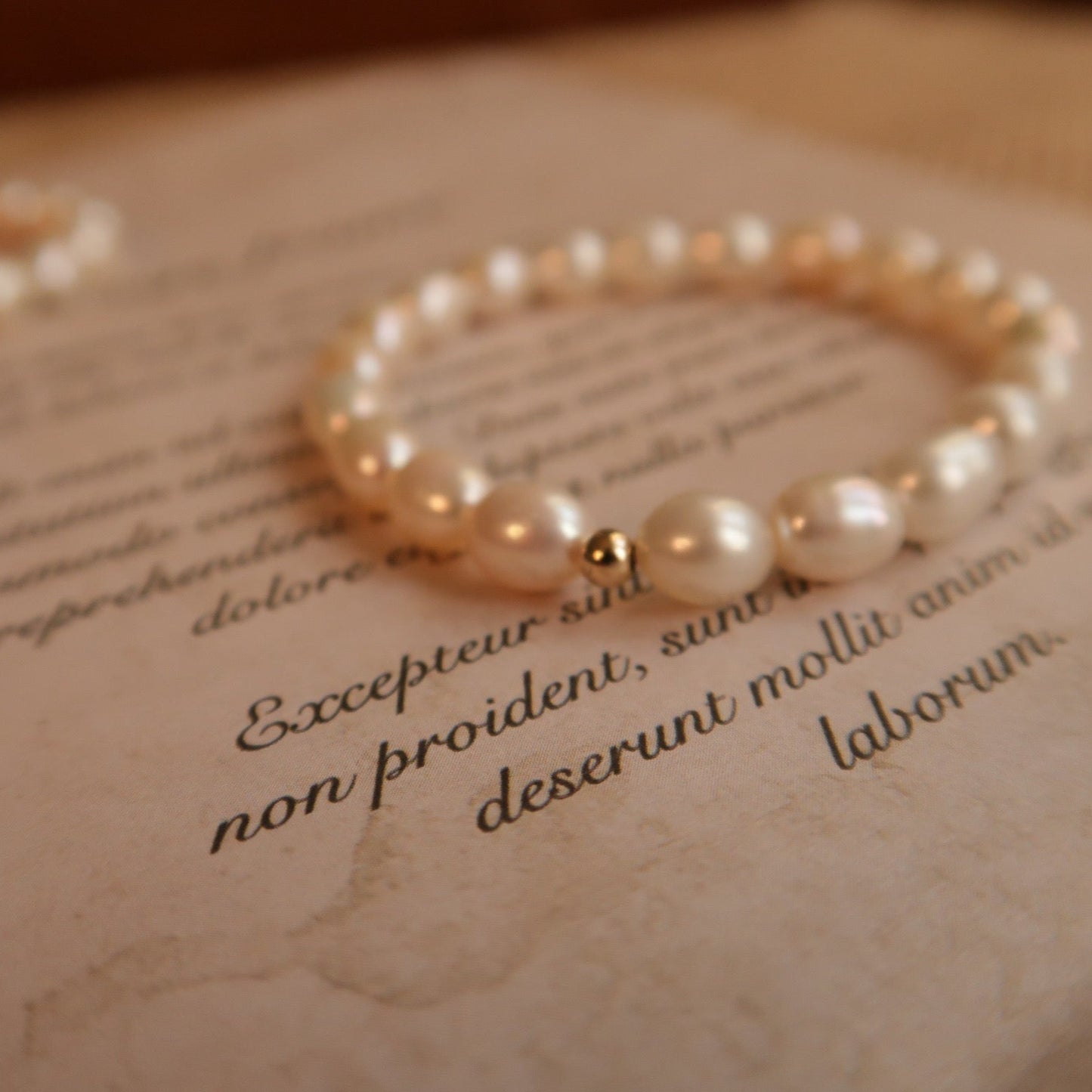 Golden Whispers Natural Pearl Bracelet