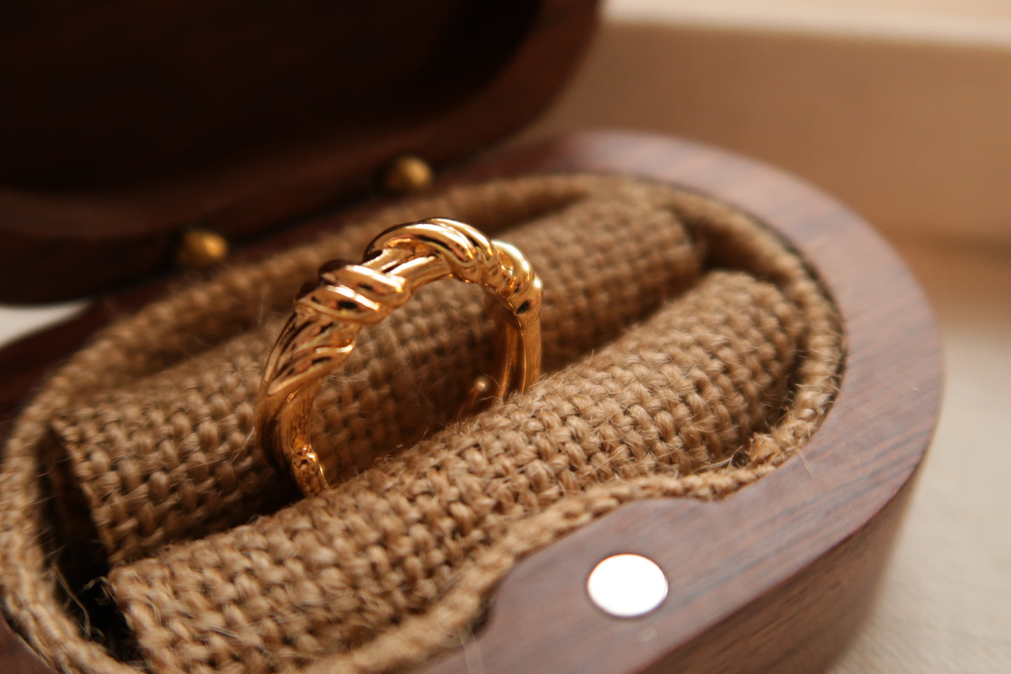 Golden Twining Rope Open Ring