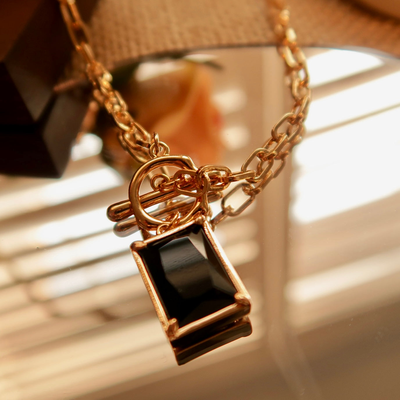 OT Lock Black Zircon Necklace