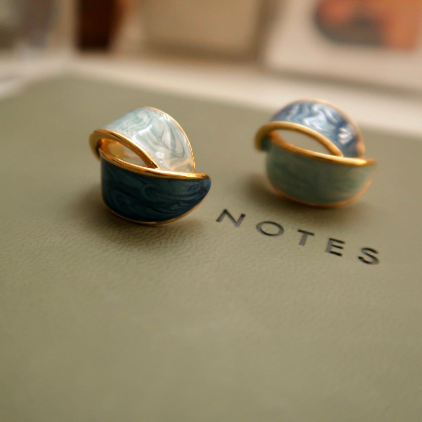 Van Gogh's Blue Melody Enamel Earrings