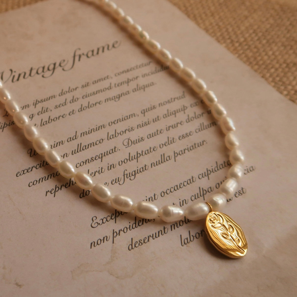 Golden Rose Bloom Natural Pearl Necklace