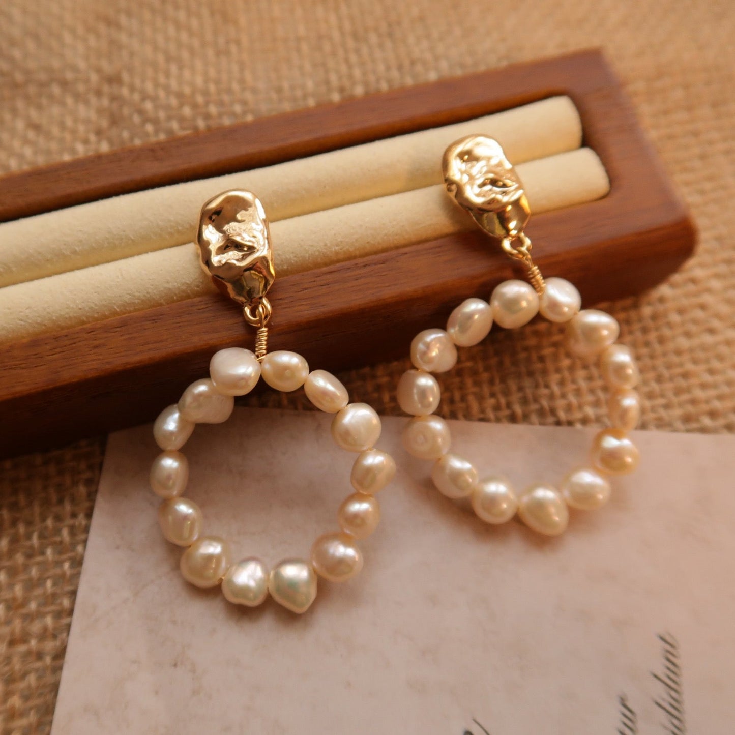 'Back to Rome' Natural Pearl Loop Earrings