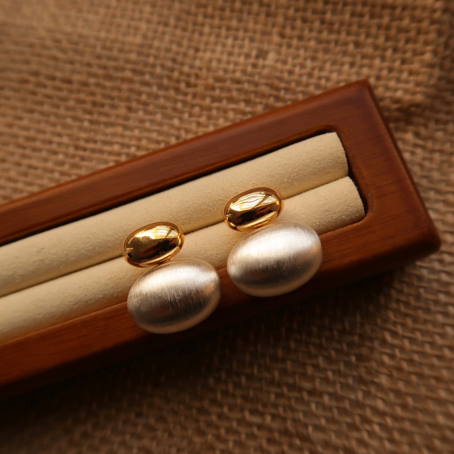 Golden Bean Brushed Steel Ear Drops