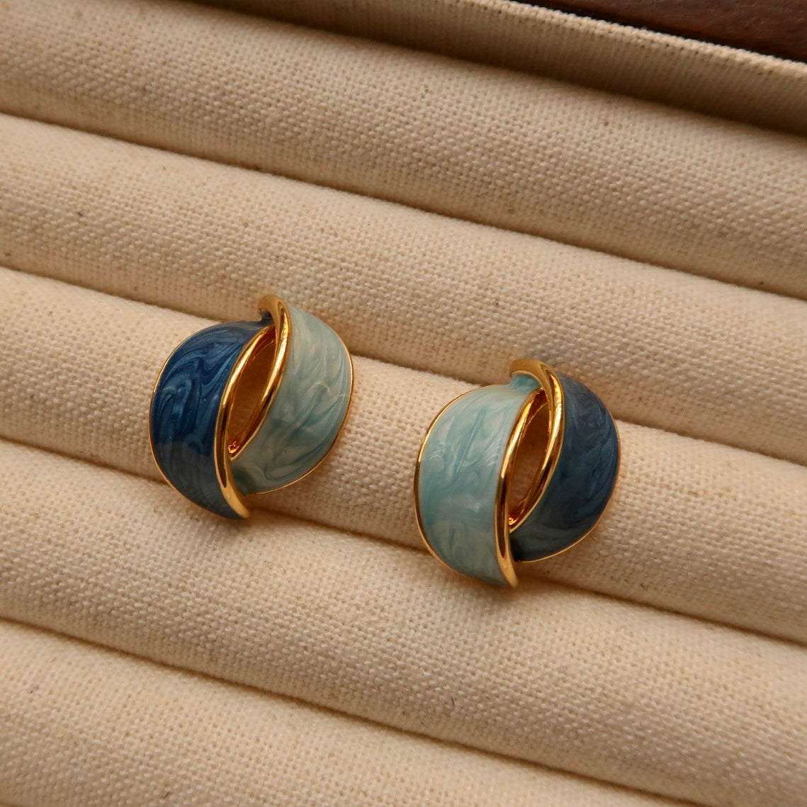 Van Gogh's Blue Melody Enamel Earrings